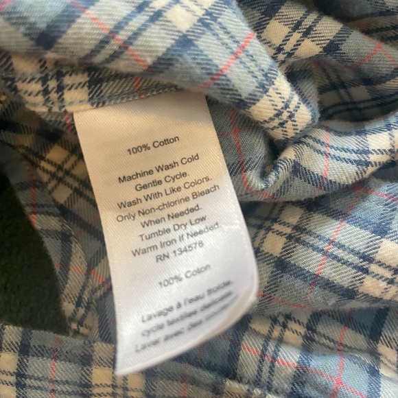 NWT Vineyard Vines Boys Cotton Flannel Buttondown Shirt Blue White Pink Sz 5 - Picture 6 of 6